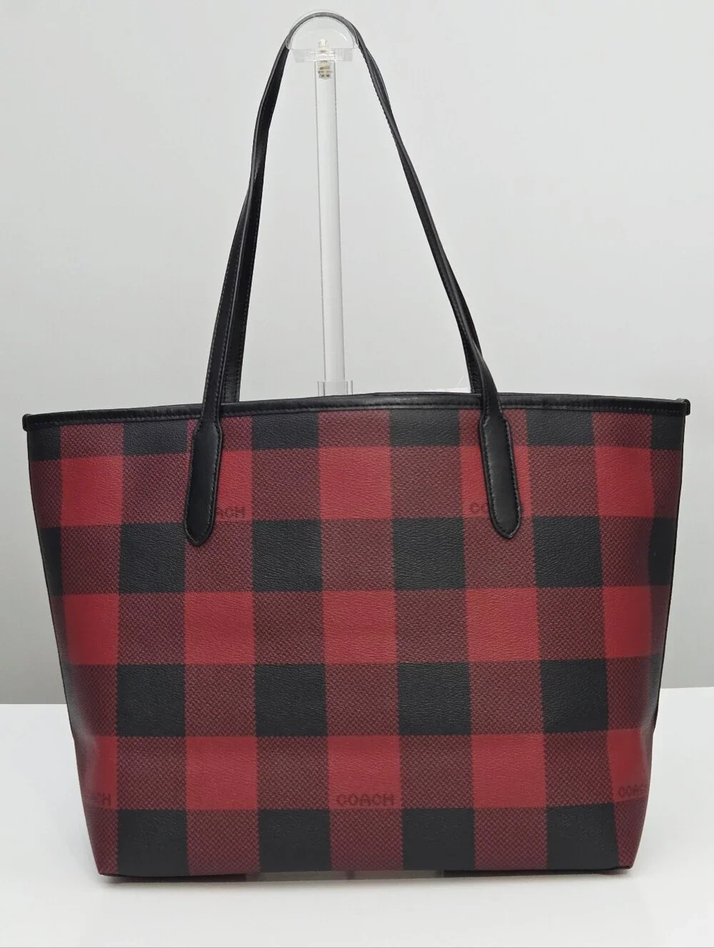NWT COACH TOTE BAG WITH BUFFALO PLAID PRINT + SLIM WALLET + COACH TOTE INSERT